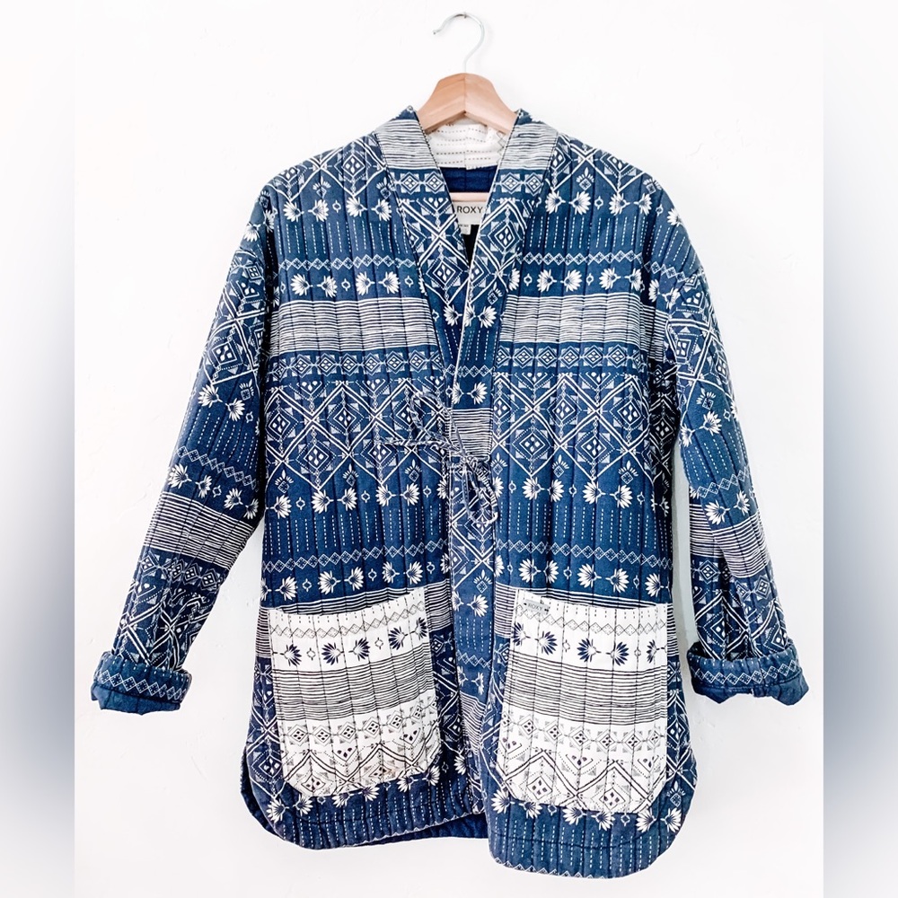 Quilted Roxy Jacket navy and white Size XS